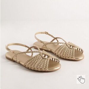 NWT Torrid size 10.5W braided gold flat sandals